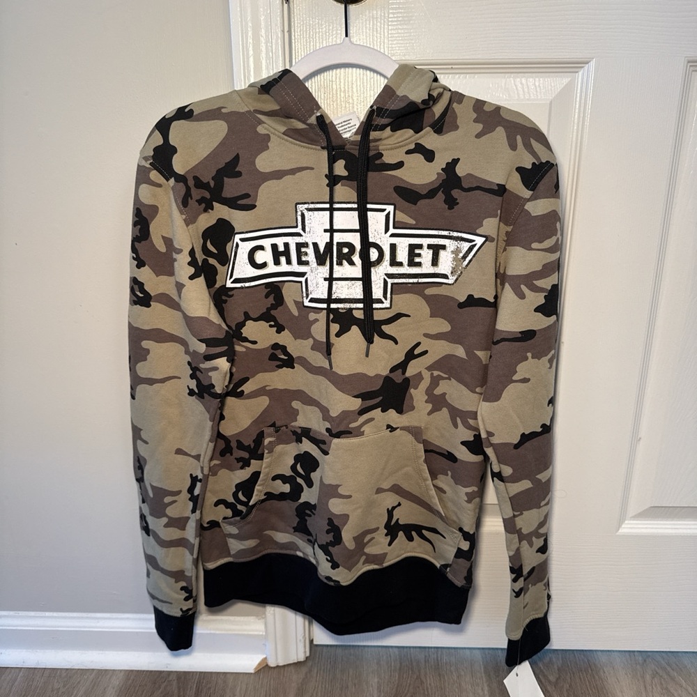 Brown and Black Camouflage Hoodie with Logo